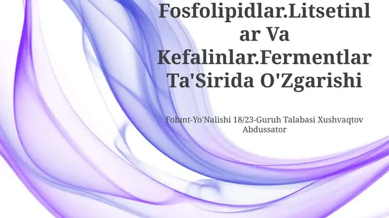 Fosfolipidlar.Litsetinlar Va Kefalinlar.Fermentlar Ta'Sirida O'Zgarishi