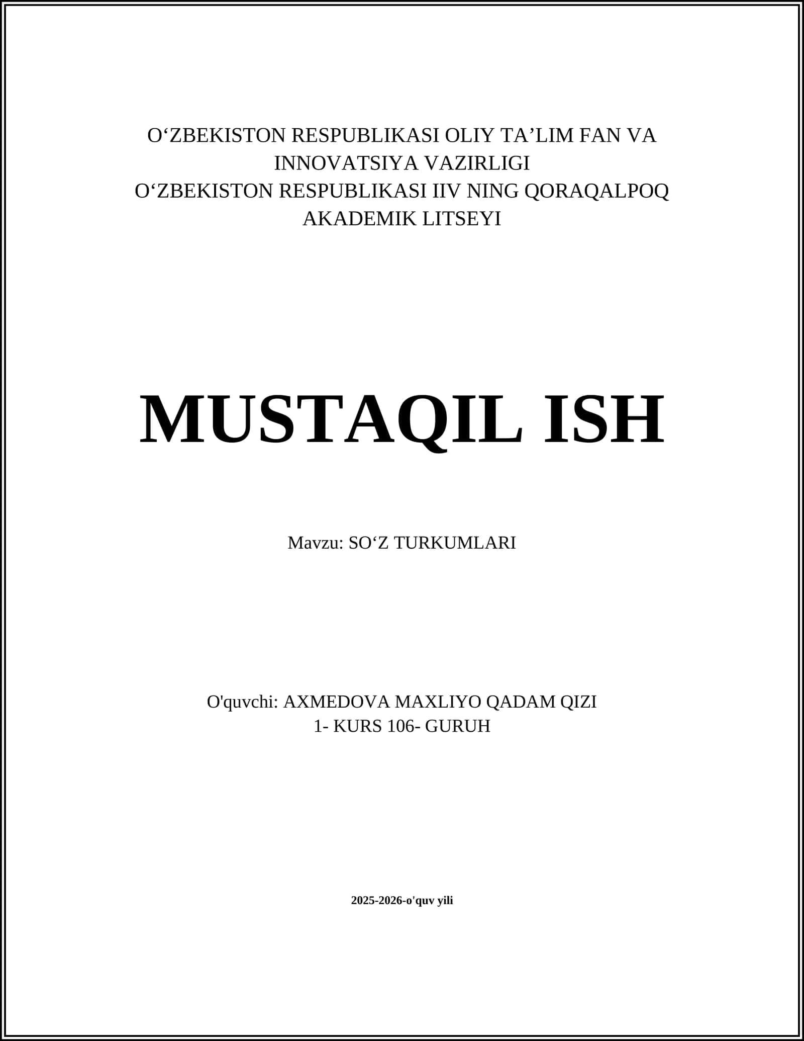 SOʻZ TURKUMLARI