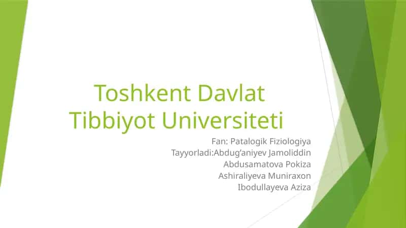 Patologik fiziologiya ppt qandli diabet