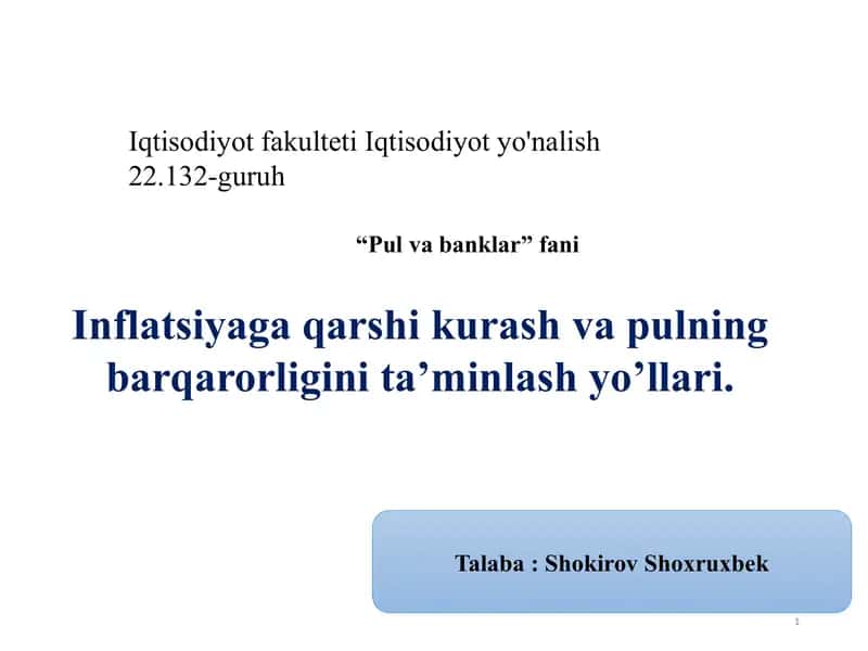 Pul va banklar fani