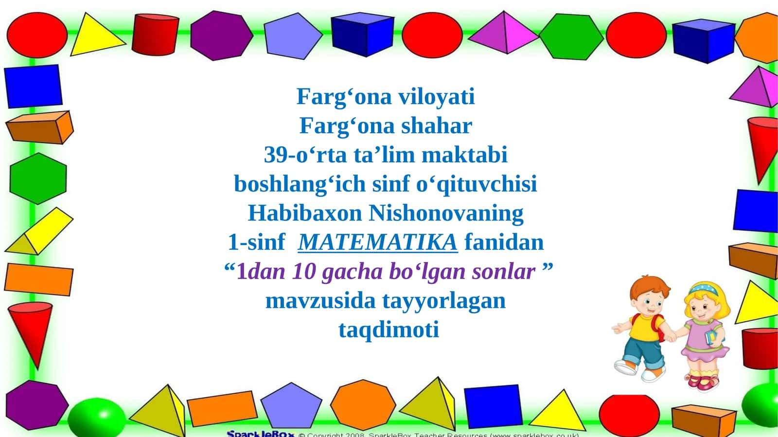 "1dan 10gachabo‘lgansonlar"mavzusidatayyorlagan