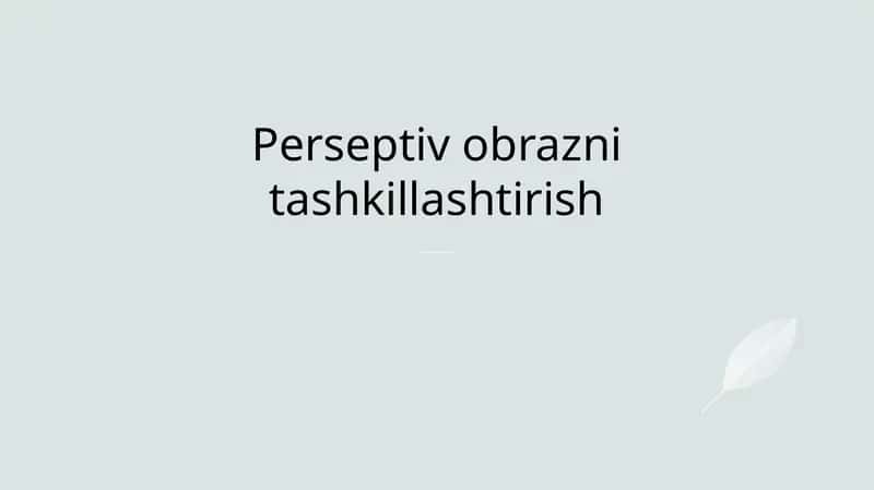 Perspektivning Tashkillashtirilishi