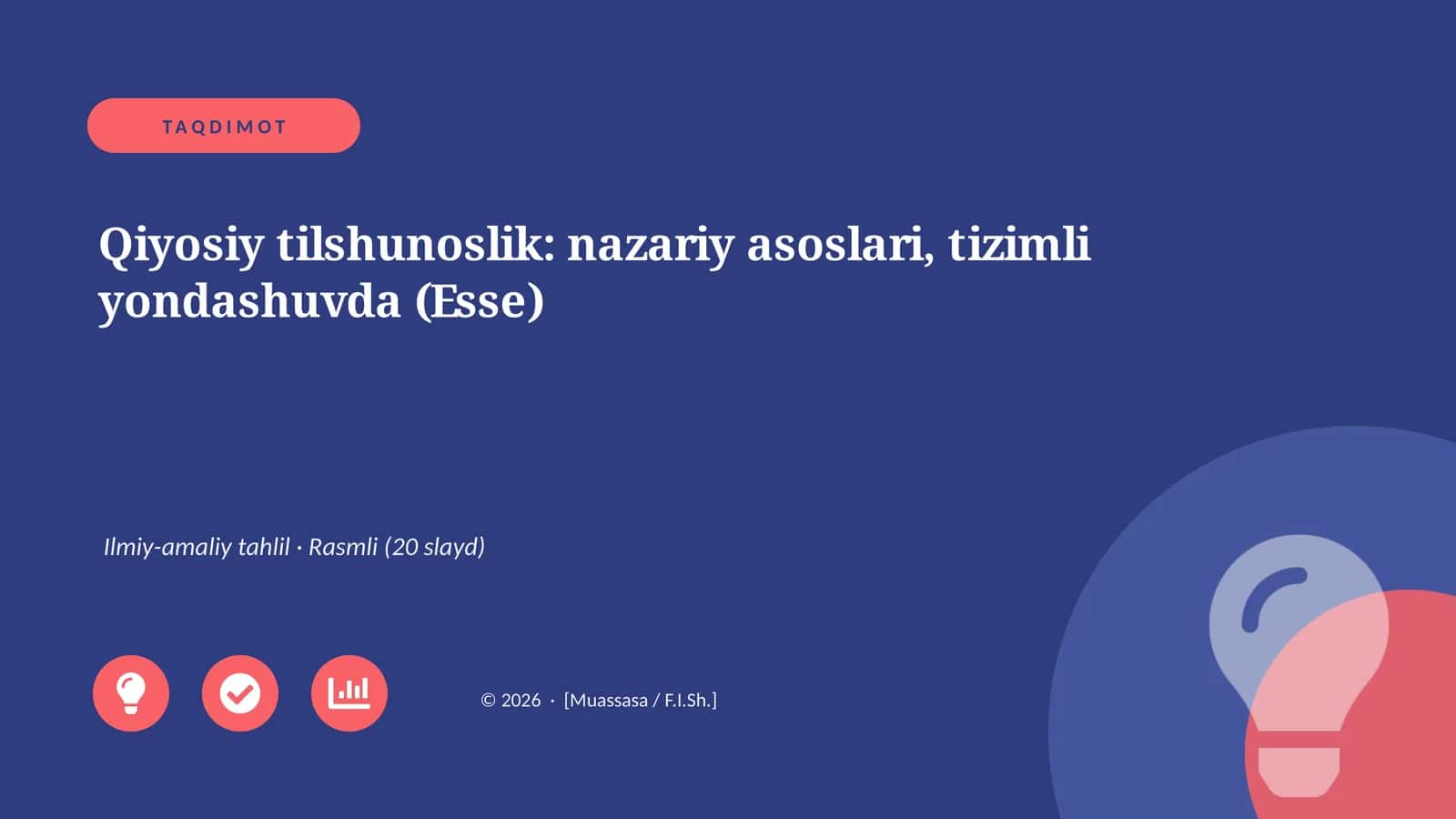 Qiyosiy tilshunoslik: nazariy asoslari, tizimli yondashuvda (Esse)