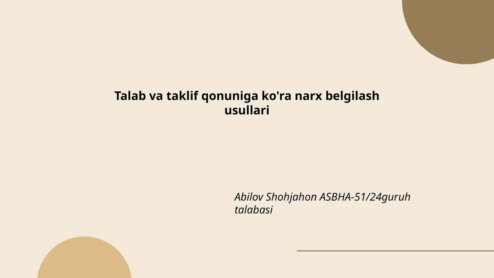 Talab va taklif qonuniga ko'ra narx belgilash usullari
