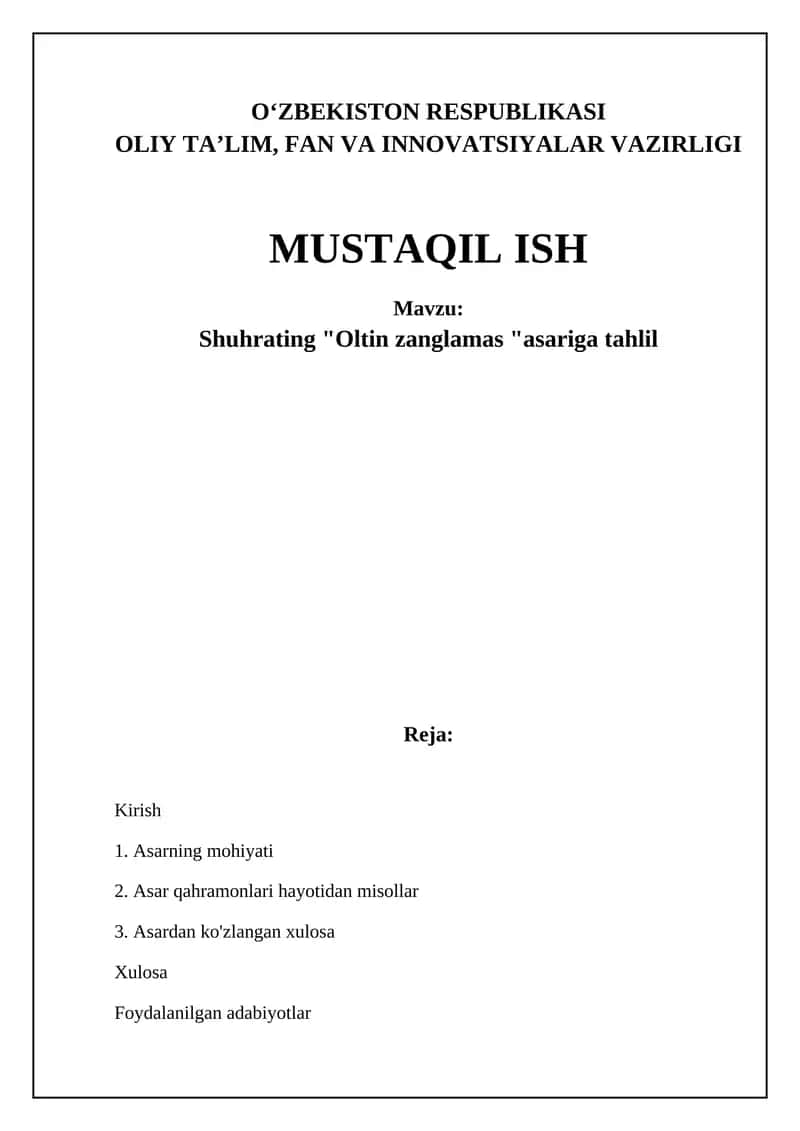 Shuhratning "Oltin zang" romani