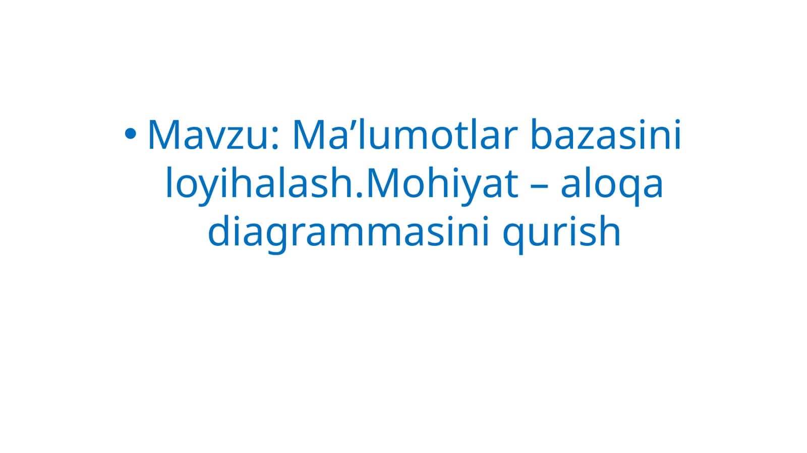 Ma'lumotlar bazasini loyihalash
