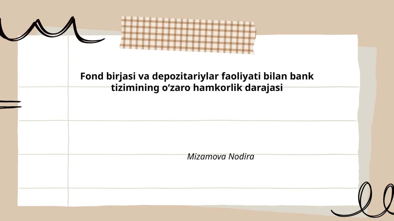 Fond birjasi va bank tizimi o'rtasidagi integratsiya