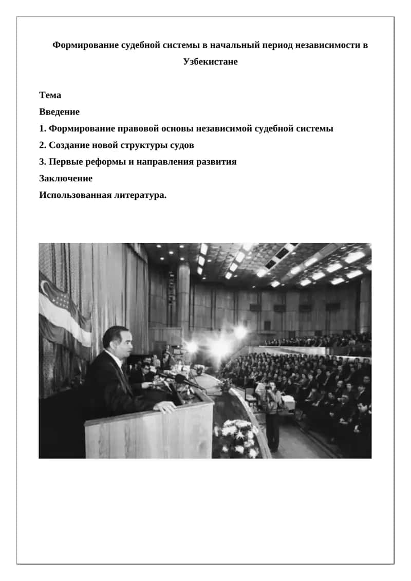 Формирование судебной системы в начальный период независимости в Узбекистане