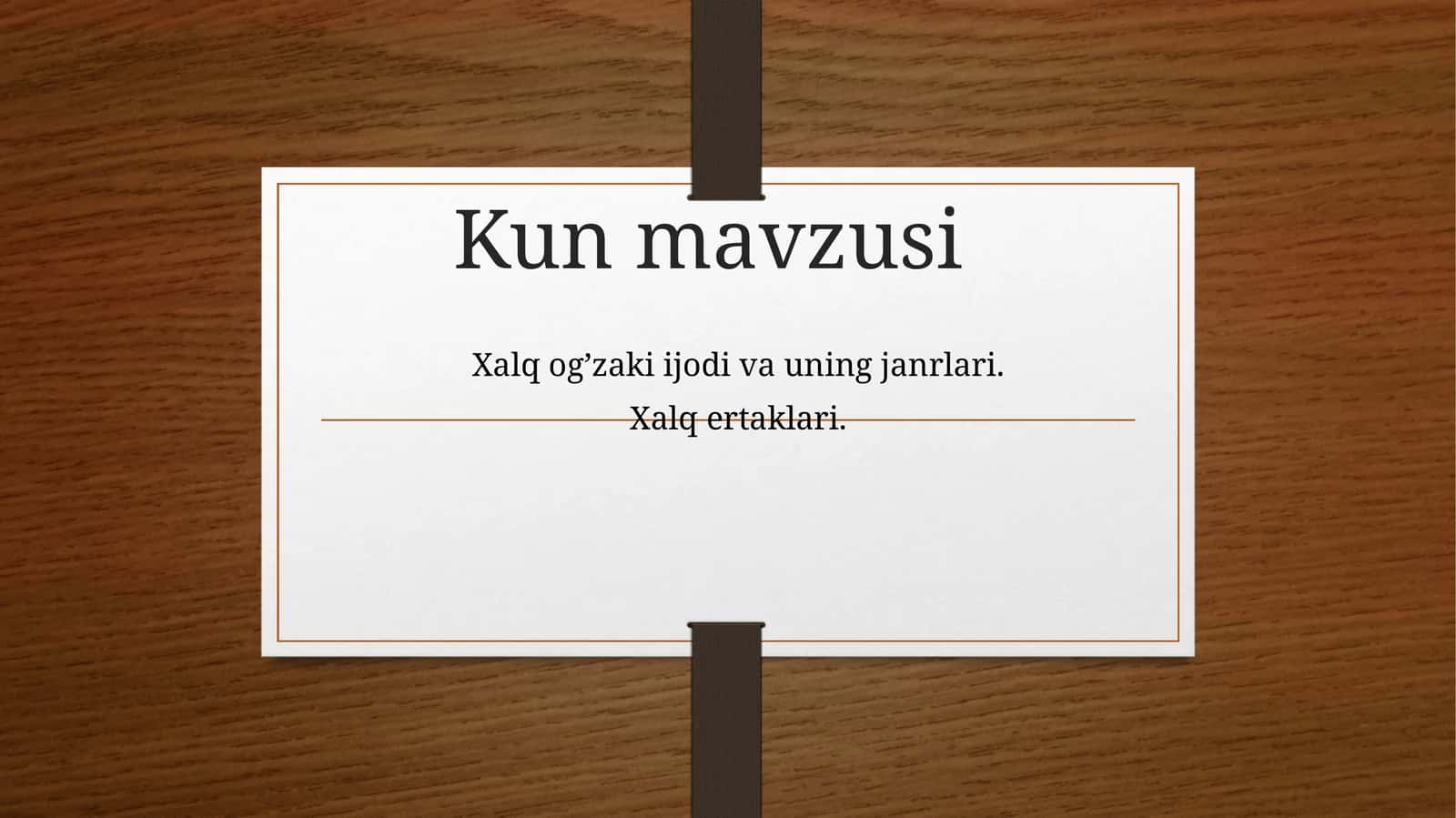 Xalq og’zaki ijodi va uning janrlari