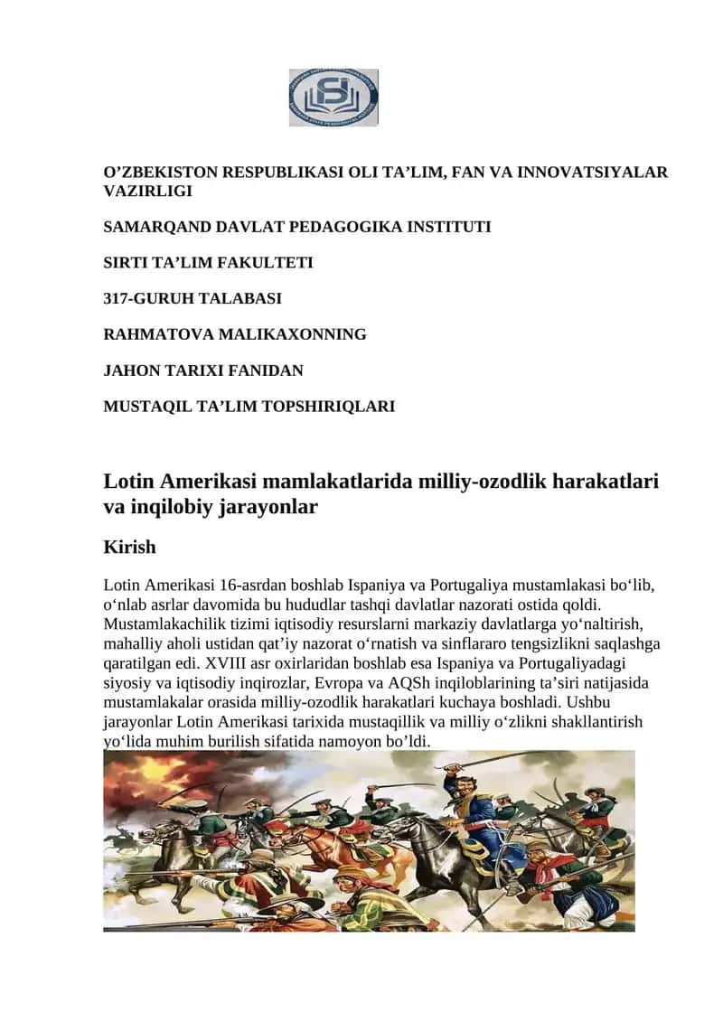 Lotin Amerikasi milliy-ozodlik harakatlari