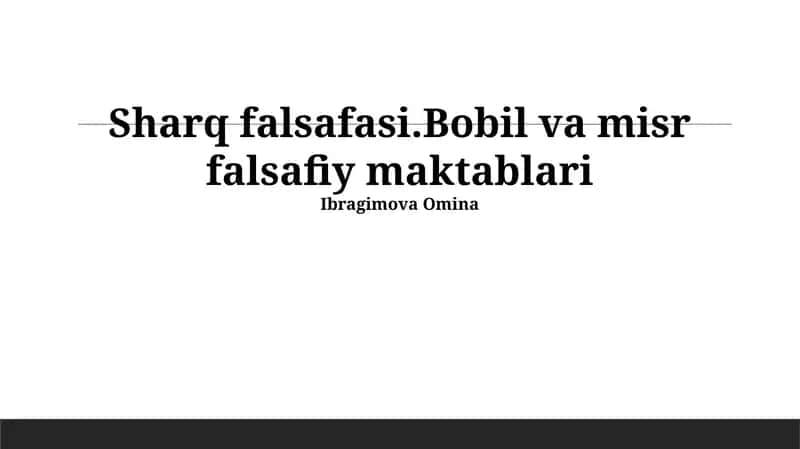 Bobil va misr falsafiy maktablari