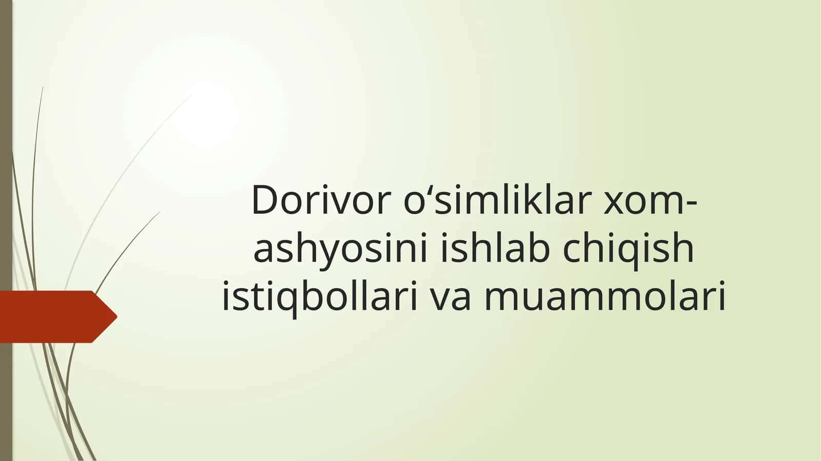 Dorivor oʻsimliklar xom-ashyosini ishlab chiqish istiqbollari va muammolari