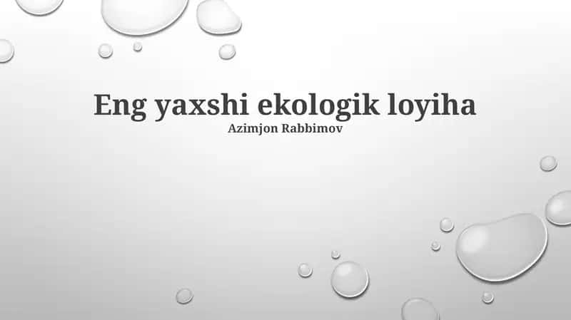 Eng yaxshi ekologik loyiha