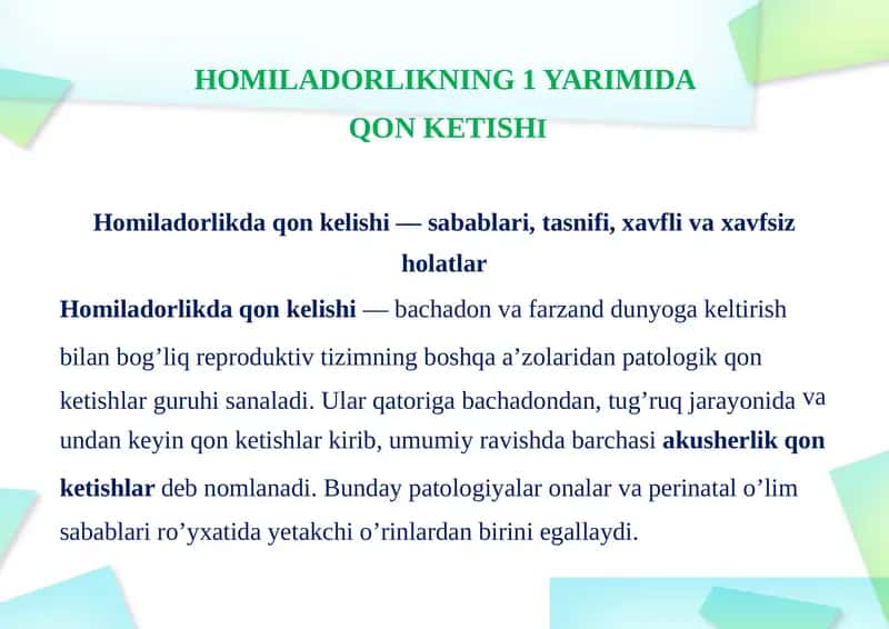 Homiladorlikda Qon Kelishi