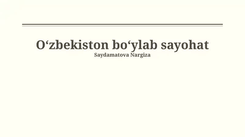 Oʻzbekiston boʻylab sayohat