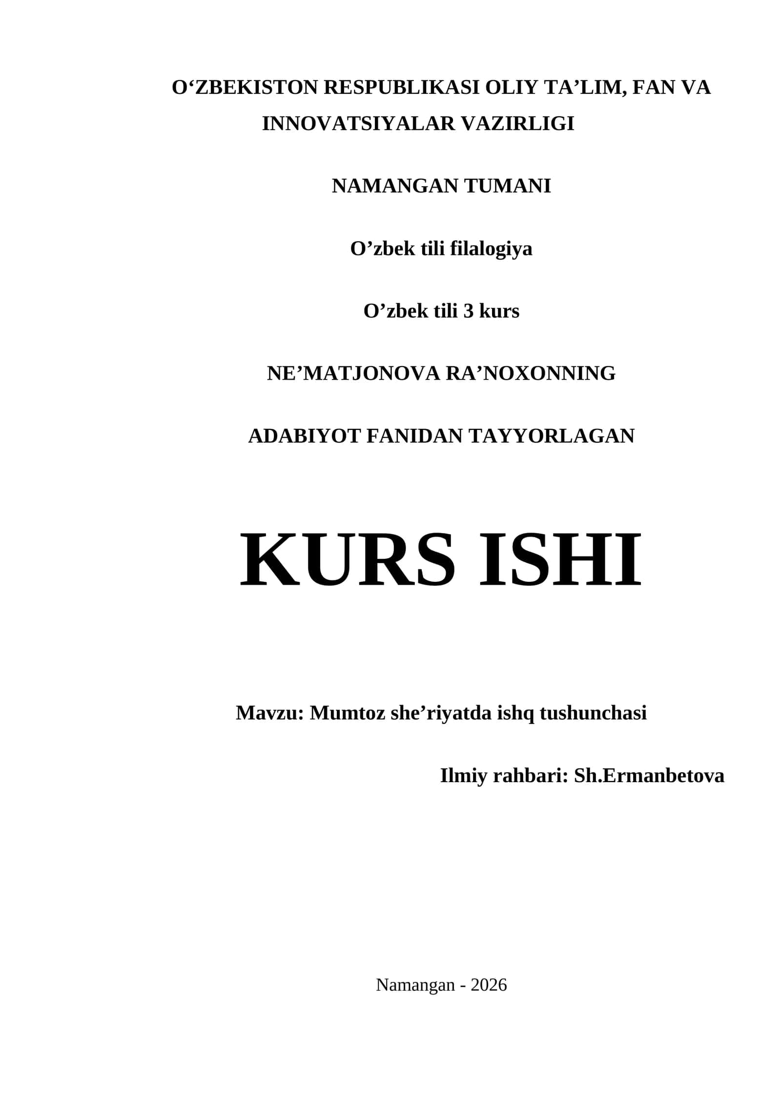 Mumtoz she’riyatda ishq tushunchasi