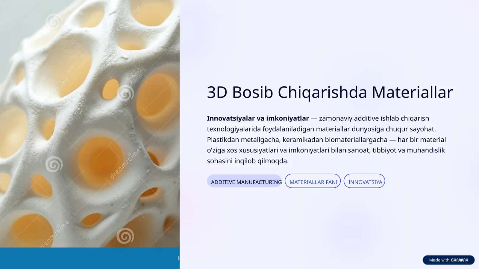 3D Bosib Chiqarishda Materiallar