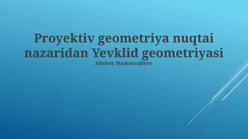 Proektiv Geometriya: Qushning Ko'zidan Qarash