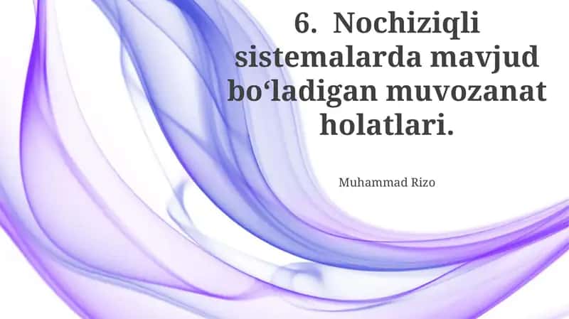 Nochiziqli sistemalarda muvozanat holatlari