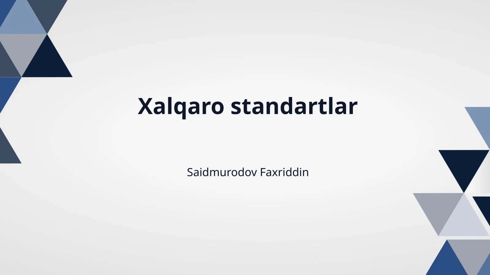 Xalqaro standartlar