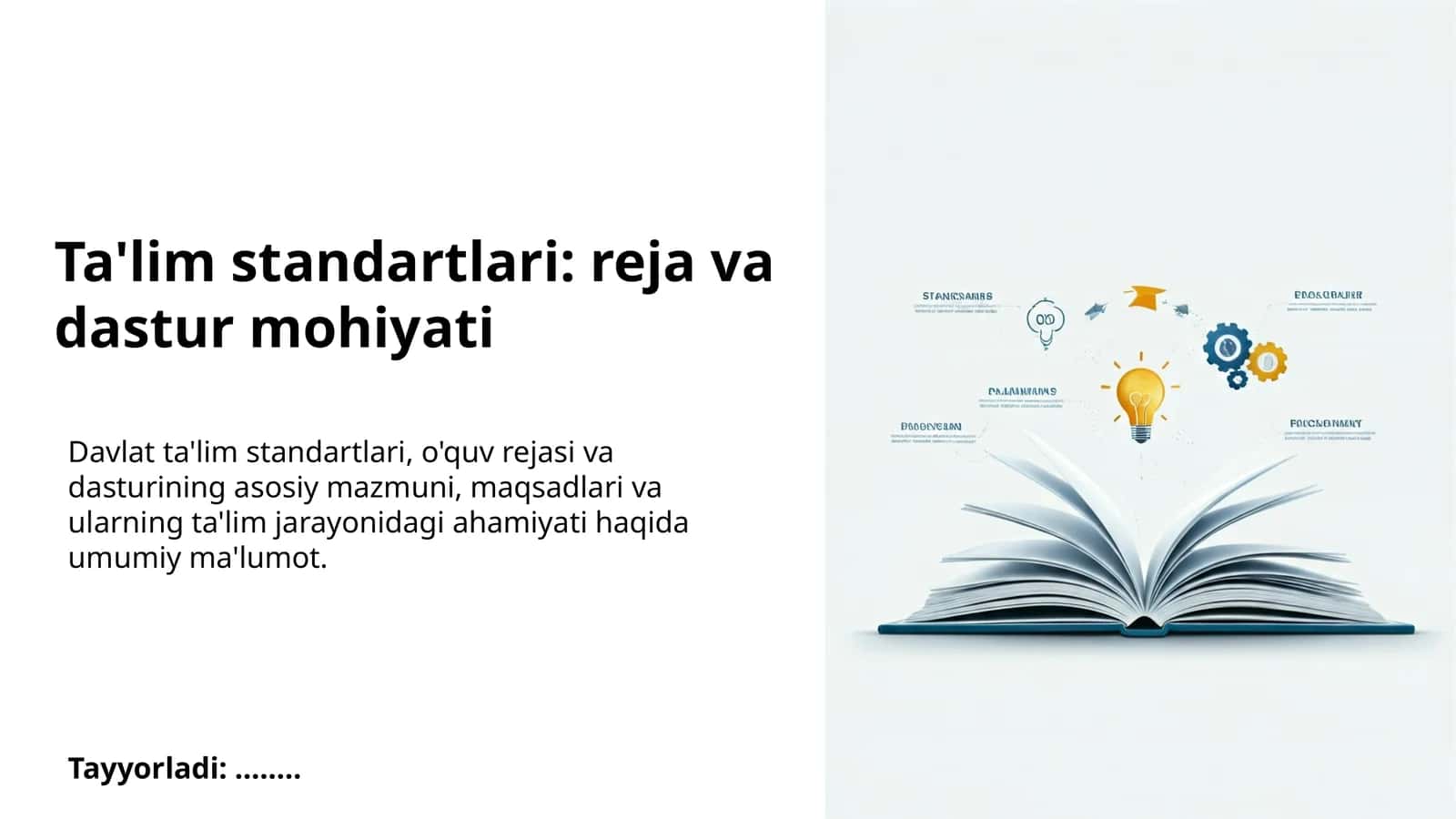 Ta'lim standartlari: reja va dastur mohiyati