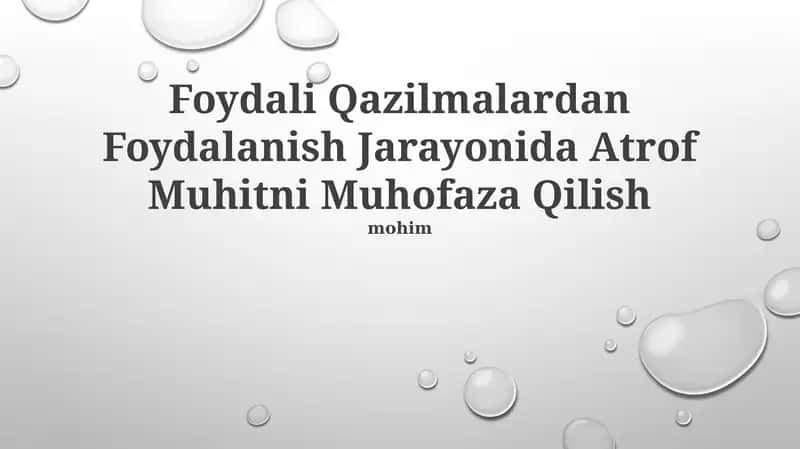 Kirish Fotoalbom yoqilg'ilarning atrof-muhitga ta'siri