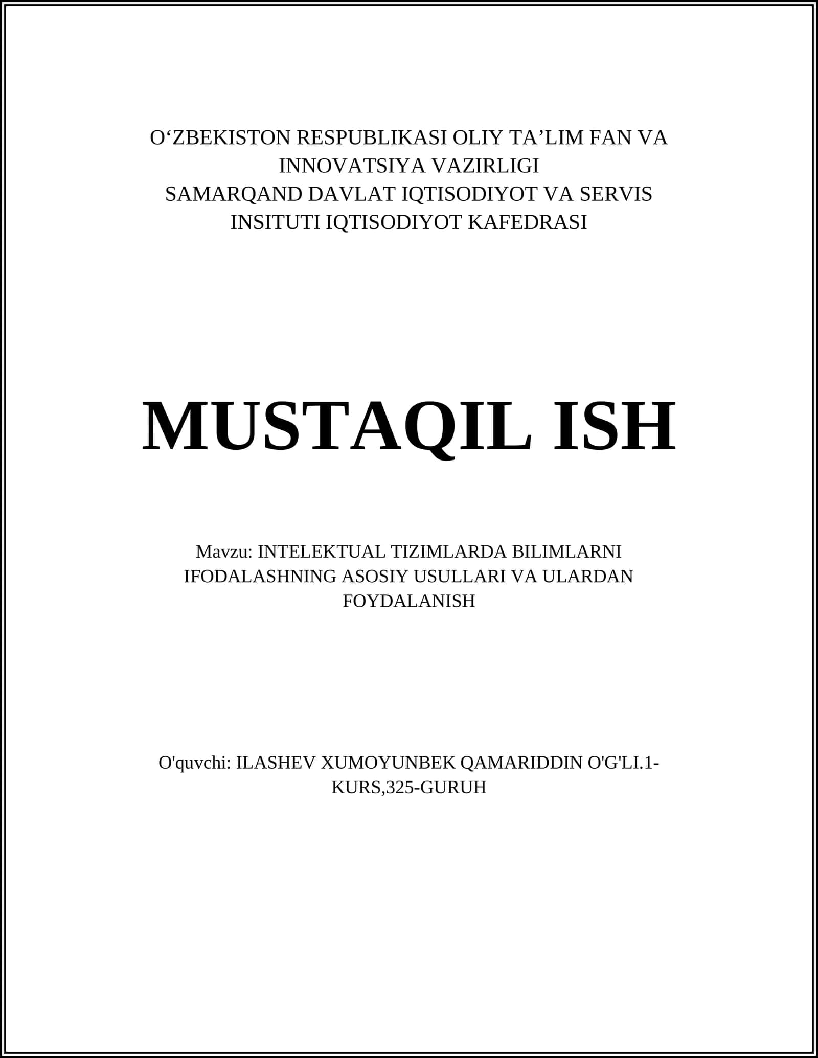 Bilimlarni ifodalash: nazariy asoslar va talablar