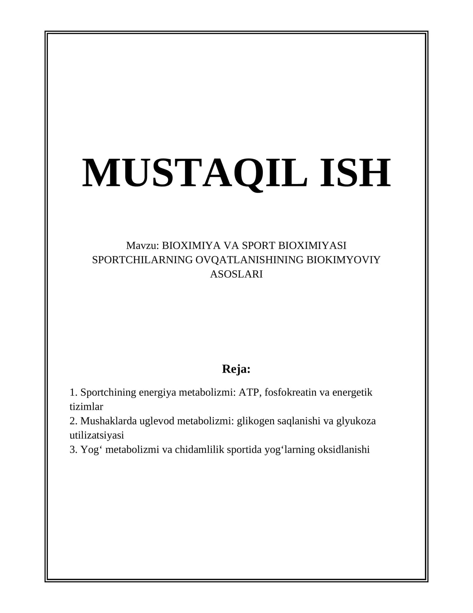 BIOXIMIYA VA SPORT BIOXIMIYASI