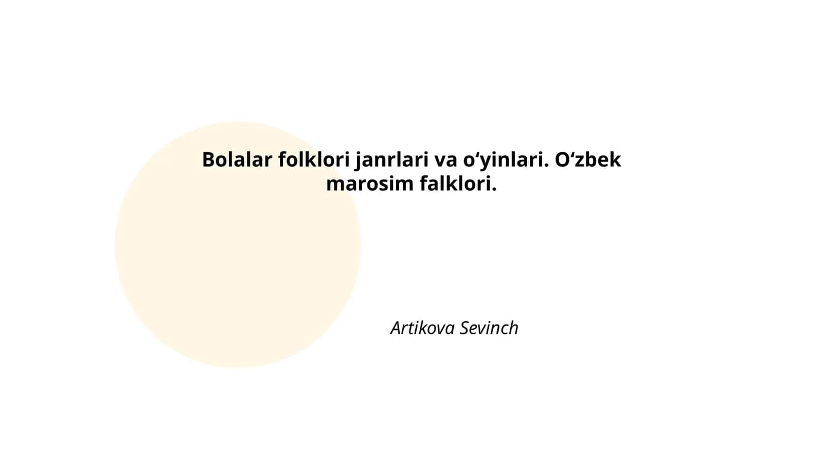 Bolalar folklori janrlari va oʻyinlari