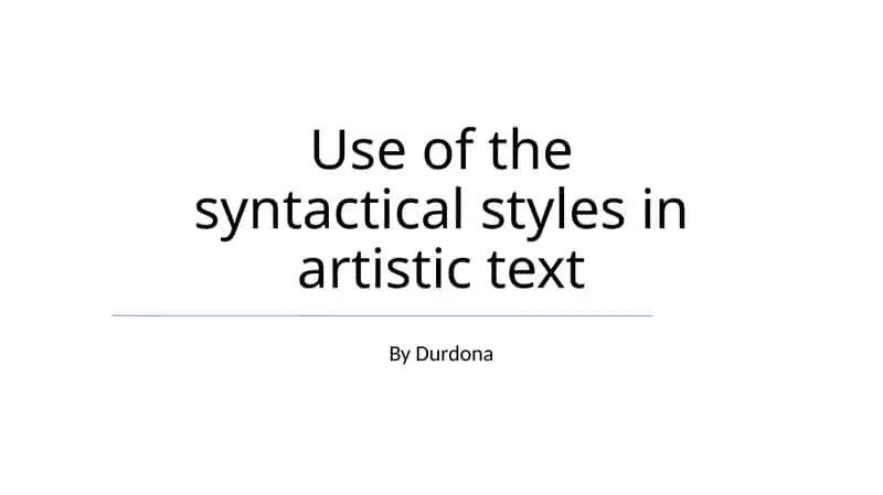 Use of the syntactical styles in artistic text