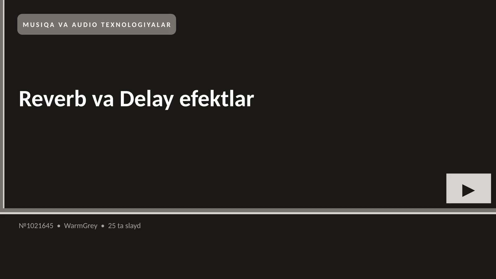 MUSIQA VA AUDIO TEXNOLOGIYALAR