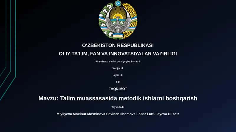 Metodik ishning asosiy yo'nalishlari va vazifalari