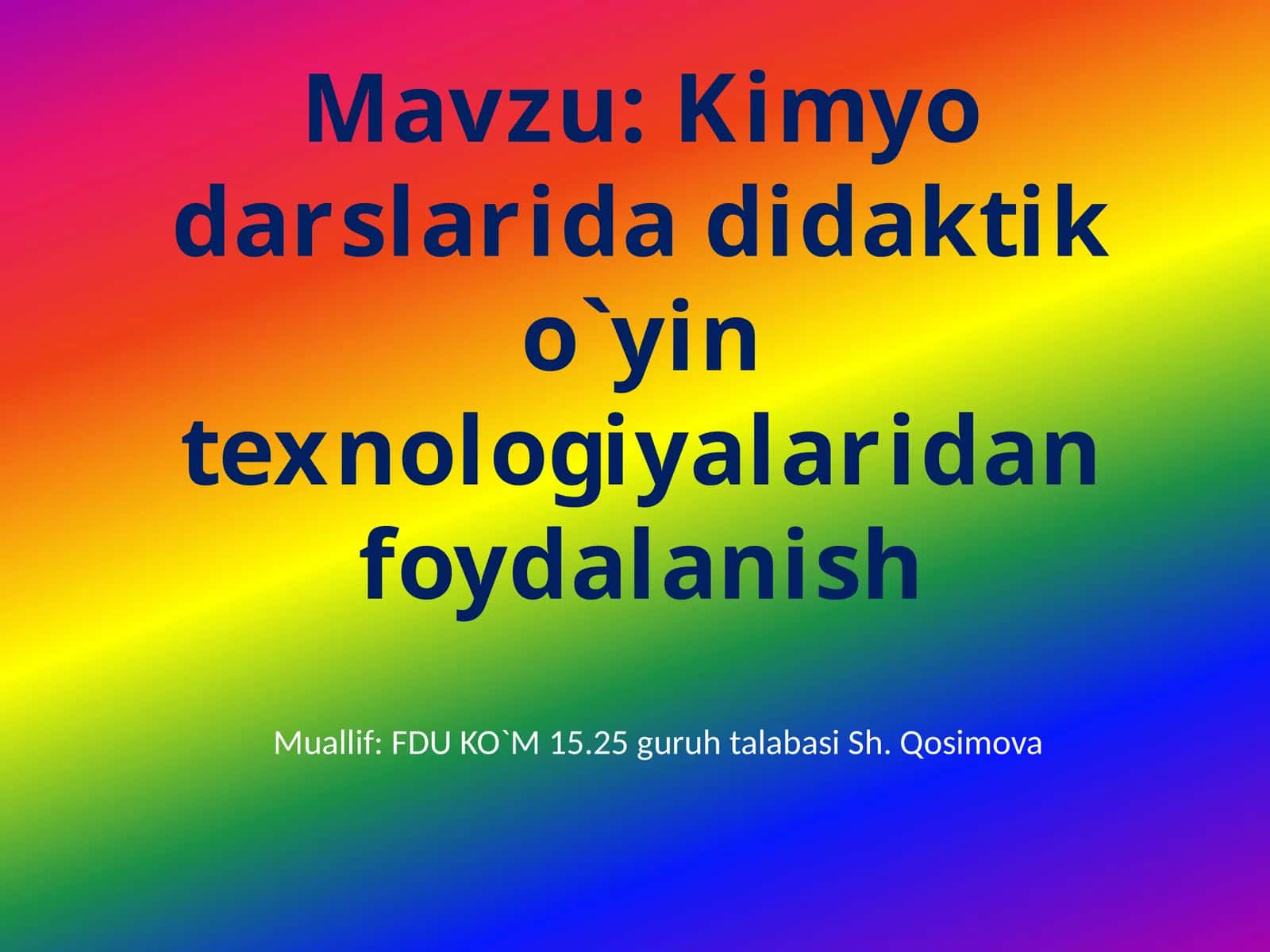 Kimyo darslarida didaktik o`yin texnologiyalaridan foydalanish
