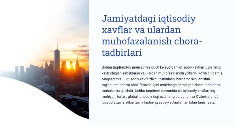 Jamiyatdagi iqtisodiy xavflar va ulardan muhofazalanish chora-tadbirlari