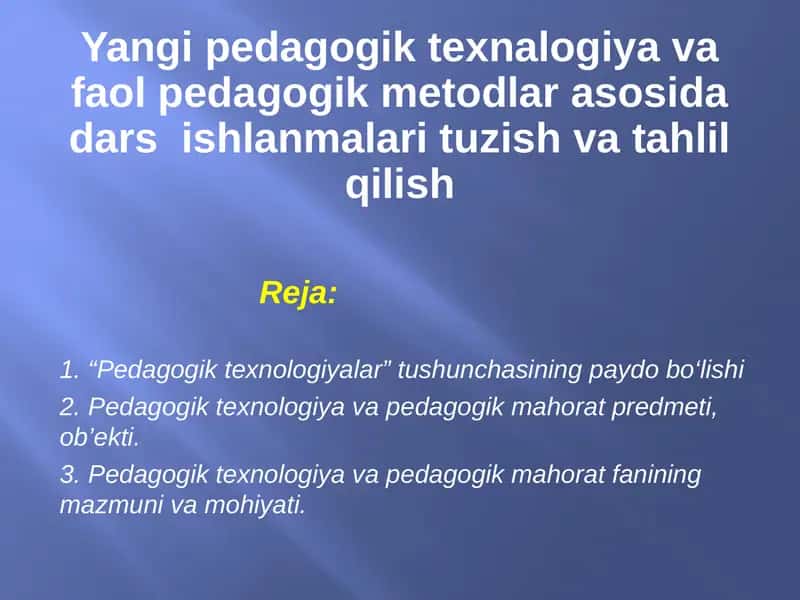 Pedagogik texnologiyalar