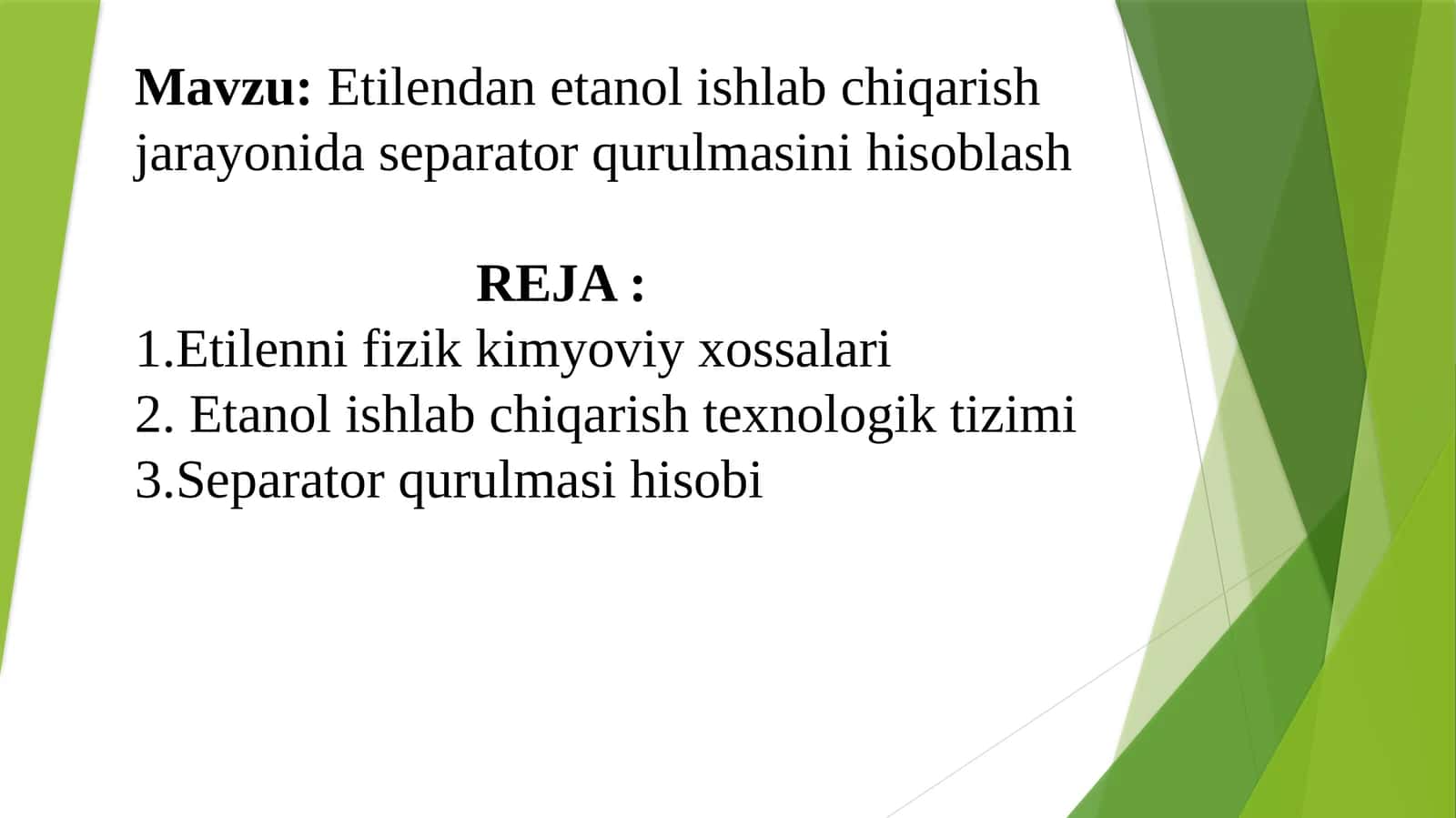 Etilendanetanolishlabchiqarishjarayonidaseparatorqurulmasinihisoblash