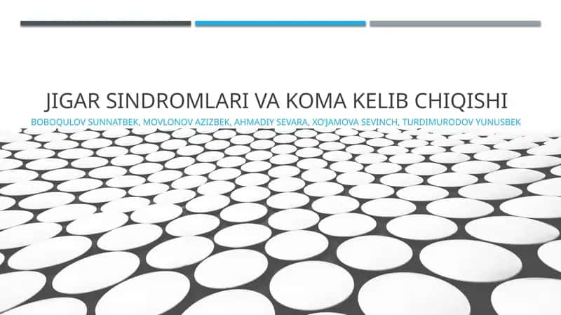 Jigar sindromlari va koma kelib chiqishi