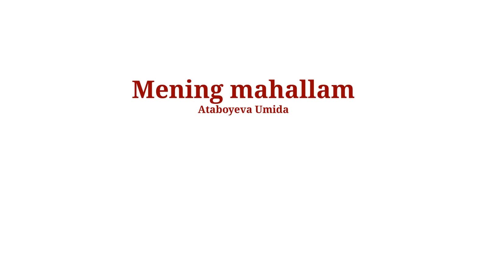 Mening mahallam