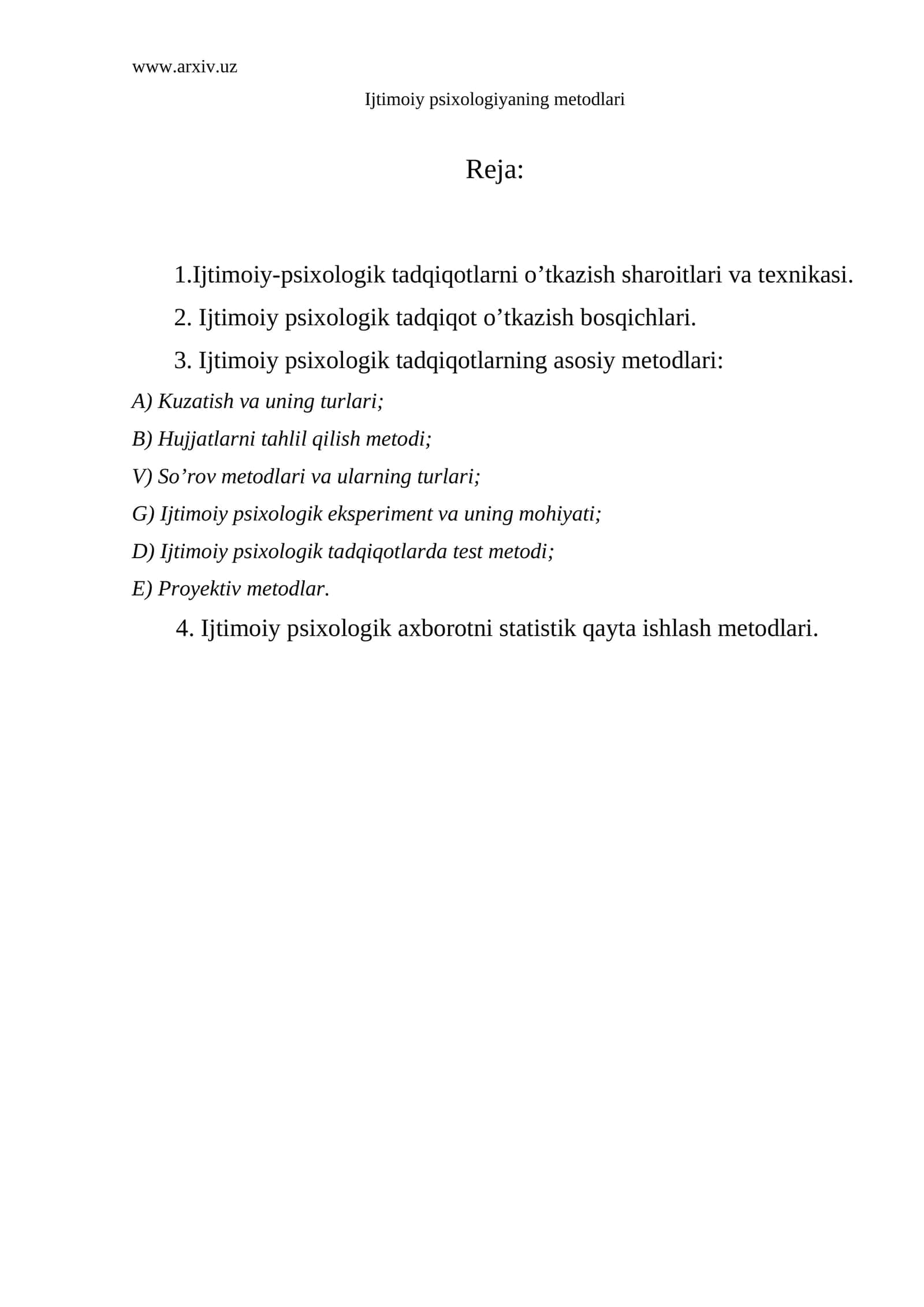 Ijtimoiy psixologiyaning metodlari