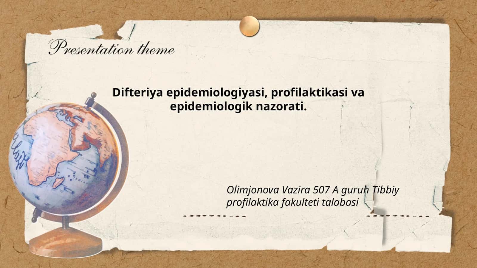 Difteriya epidemiologiyasi, profilaktikasi va epidemiologik nazorati