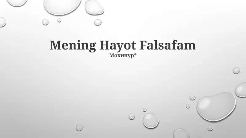 Mening Hayot Falsafam
