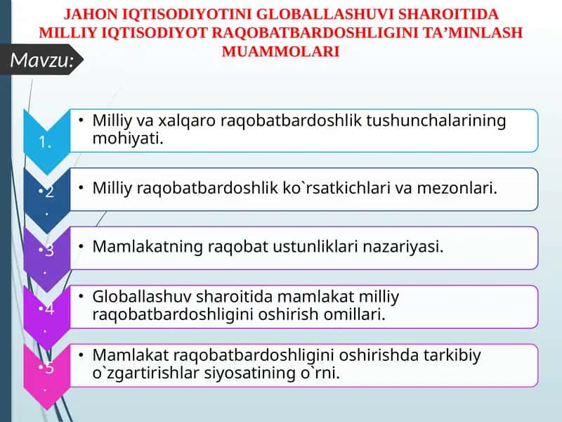 Raqobatbardoshlik tushunchasi