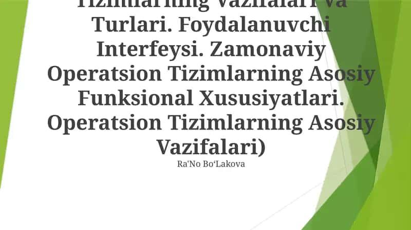 Operatsion Tizimlar