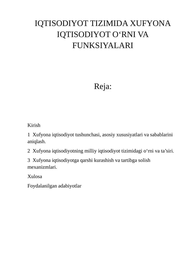 Xufyona iqtisodiyot