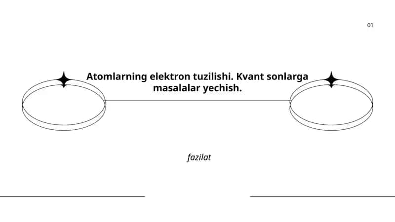 Atomlarning elektron tuzilishi. Kvant sonlarga masalalar yechish