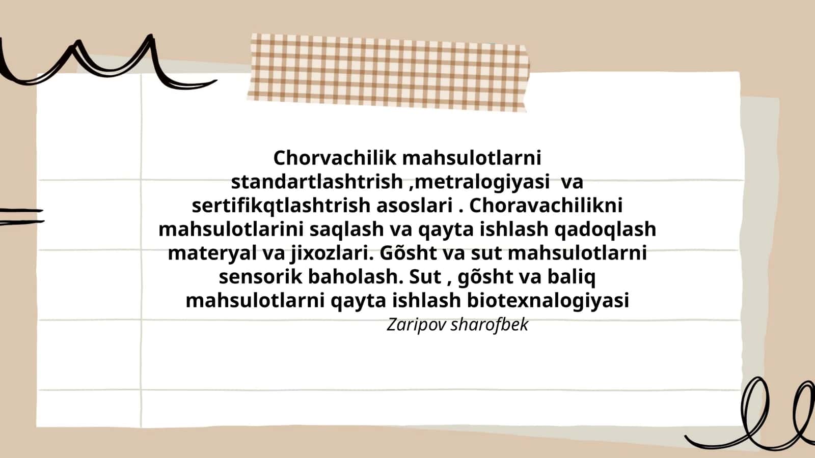 Chorvachilik mahsulotlarni standartlashtrish