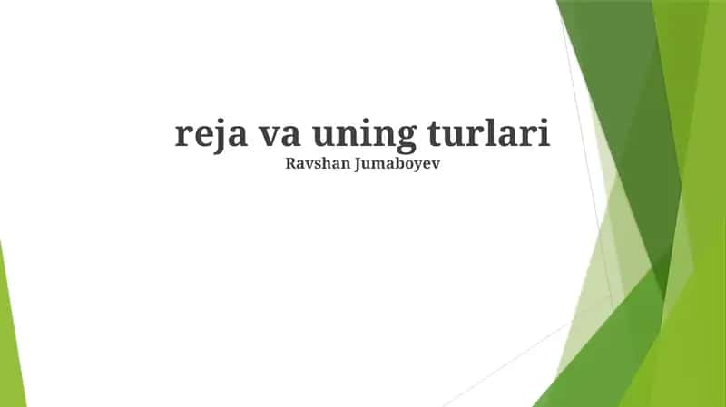 Rejalar turlari