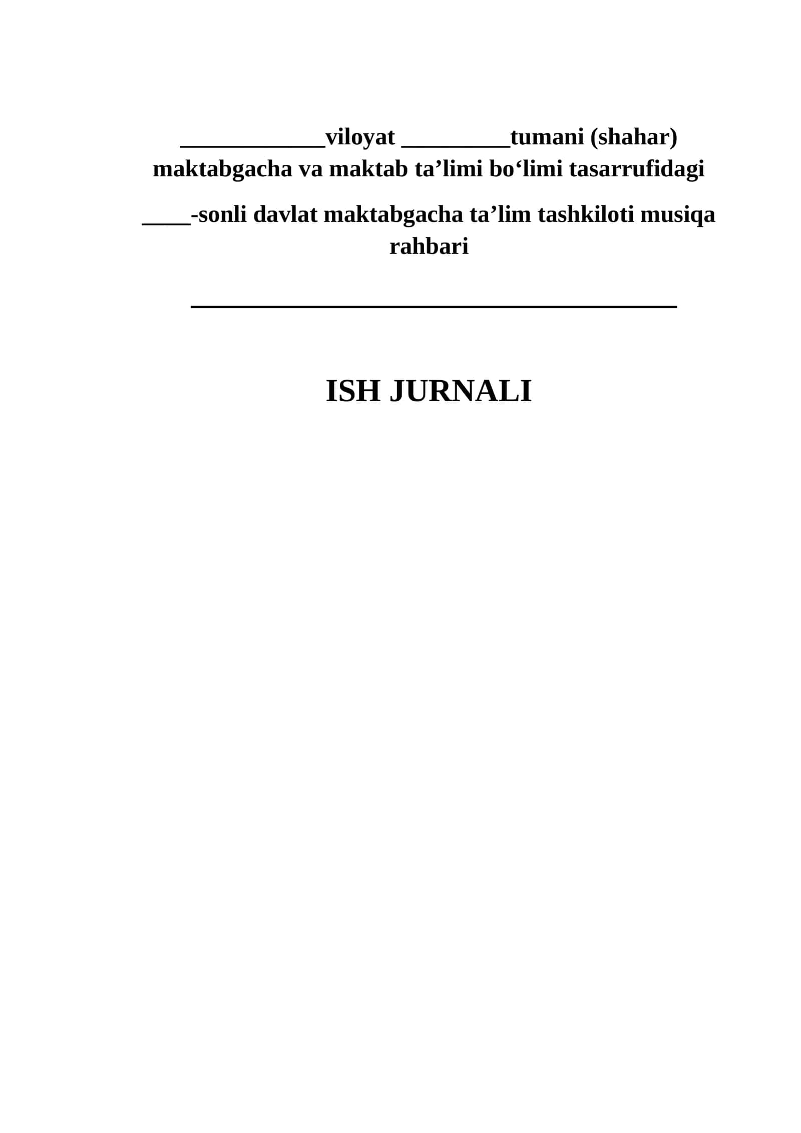 Musiqa rahbarining ish jurnali
