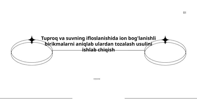 Tuproq va suvning ifloslanishida ion bog'lanishli birikmalarni aniqlab ulardan tozalash usulini ishlab chiqish