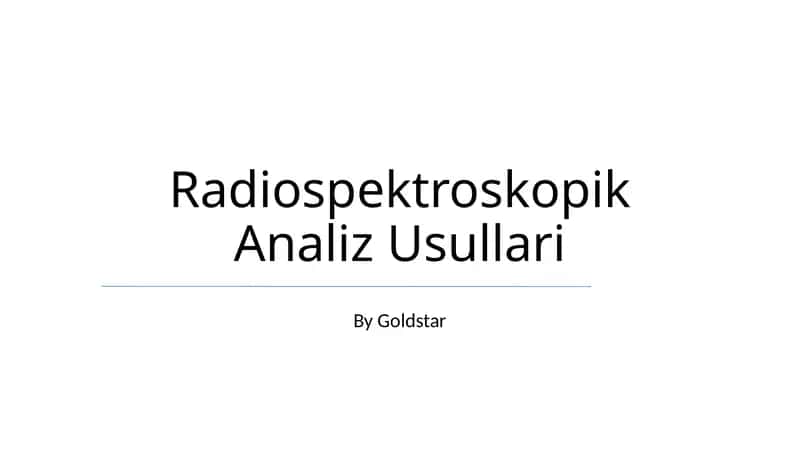 Radiospektroskopik Analiz Usullari